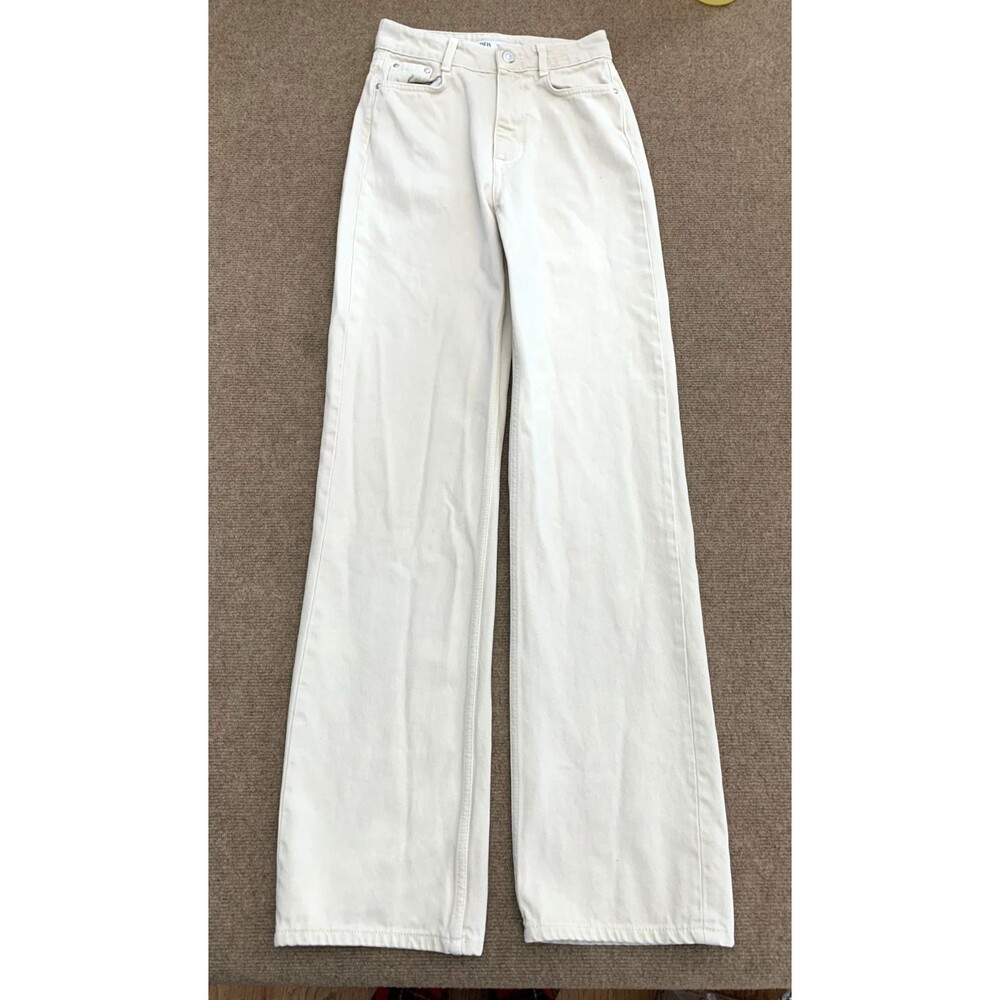 Zara Jeans Womens 2 Wide Leg Straight High Waist Long Tall Denim Pants